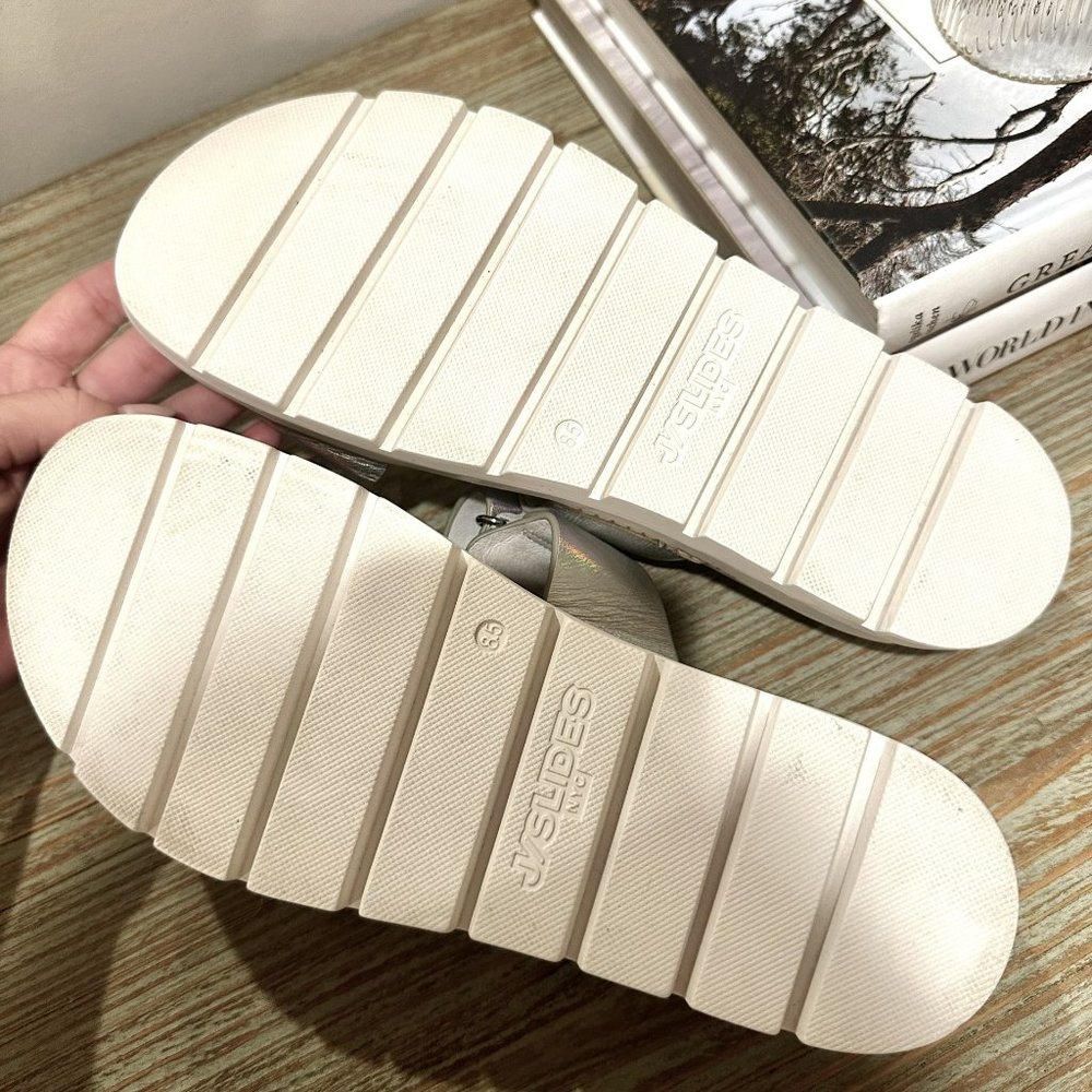 Womens J Slides Baha Silver Metallic Slides - image 2